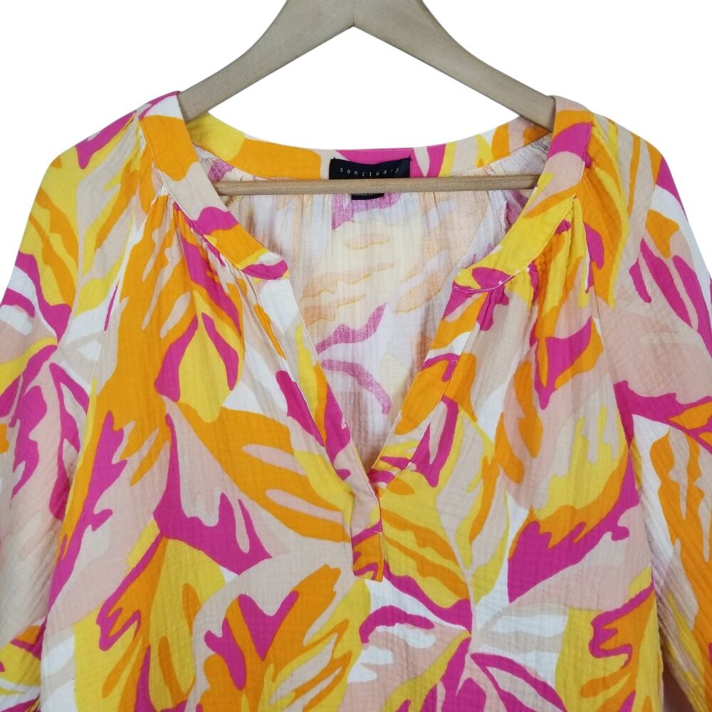 Sanctuary Clothing Women's Island Tunic Make A Splash Pink Yellow Orange Size 2X - Picture 5 of 6